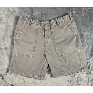 Birdwell Beach Britches Shorts Mens 36 Gray Aloha Button Fly Drawstring Pockets